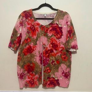 Talbots XL short sleeve floral cardigan